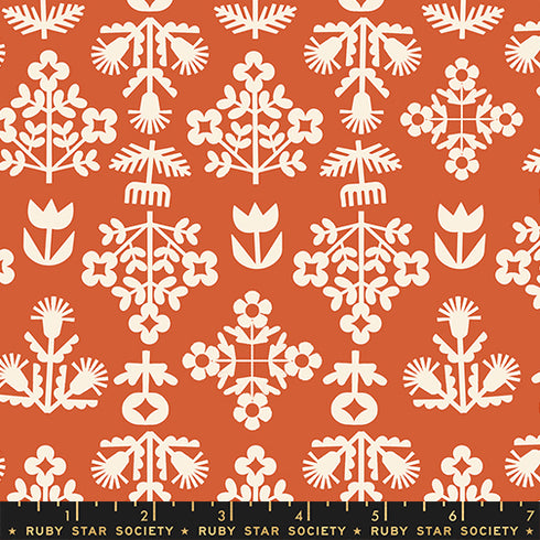 PREORDER Paper Cuts 2 Fresh Cut Flowers in Persimmon RS1112 15 - Ruby Star Society Sold by the Half Yard